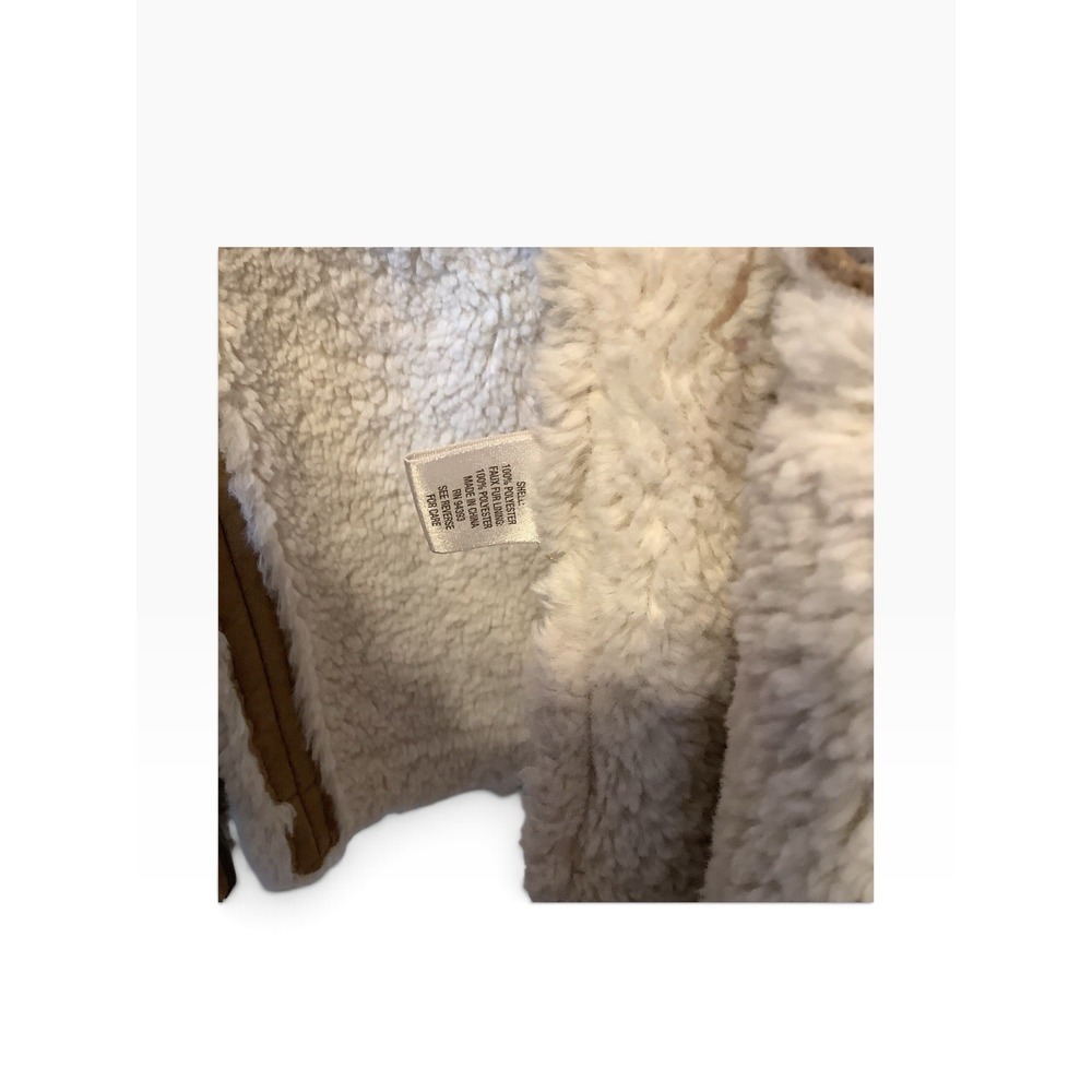 Women's XL Tan Faux Suede Sherpa Lined Jacket Croft & Barrow Full Zip - Picture 6 of 7